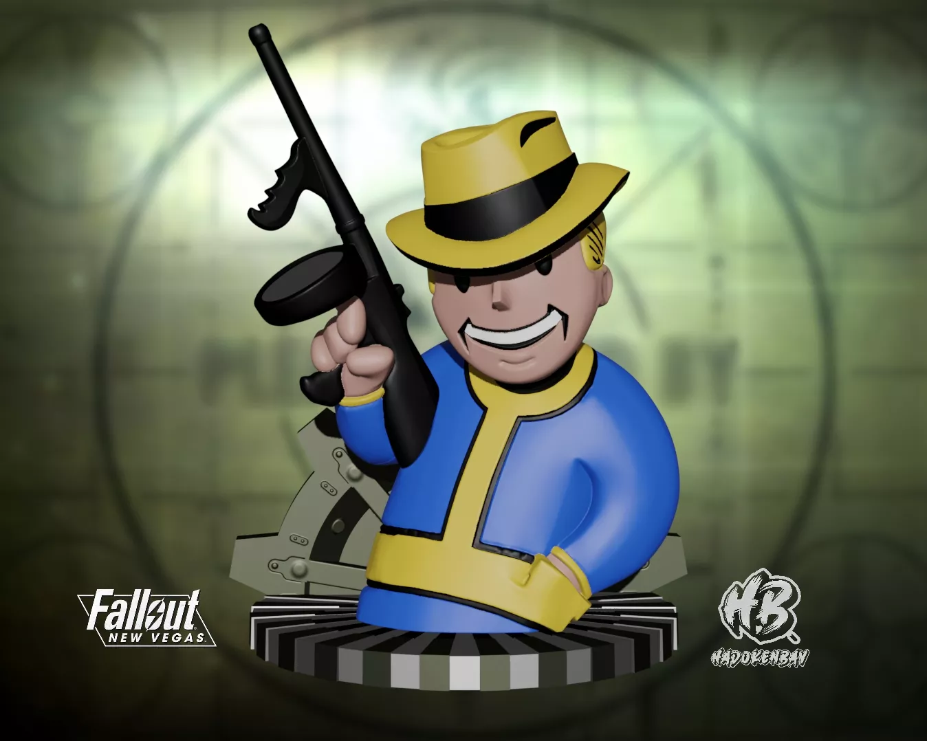 Fallout New Vegas Vault Boy Bust 3D print model