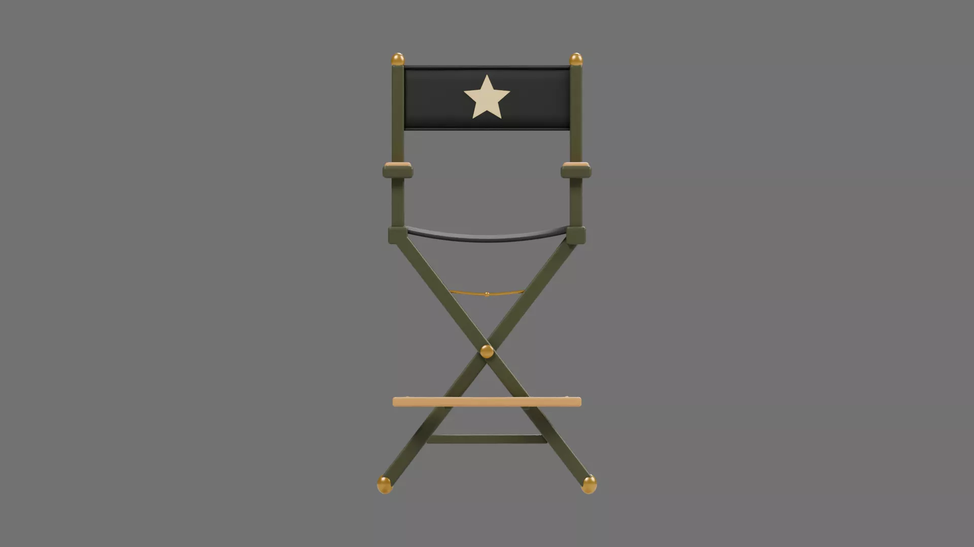 Dark Folding Director Chair with Star Emblem Low-poly 3D model