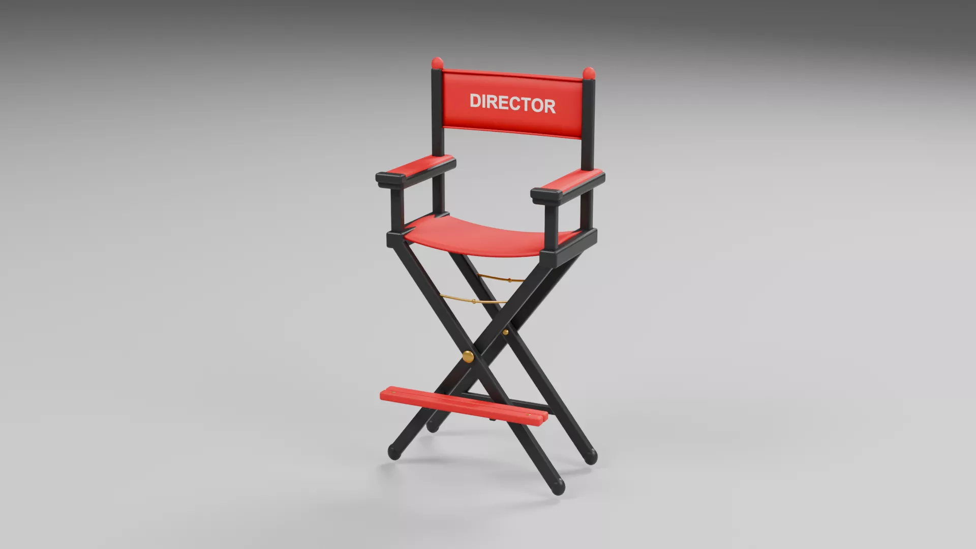 Red Canvas Production Chair with Black Frame Low-poly 3D model