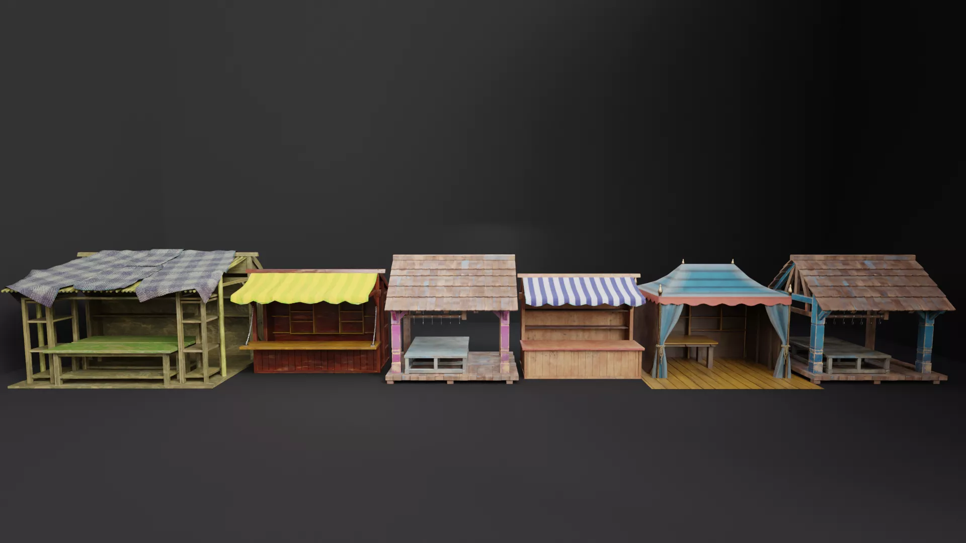 6 Realistic Medieval Shop Low-poly 3D model
