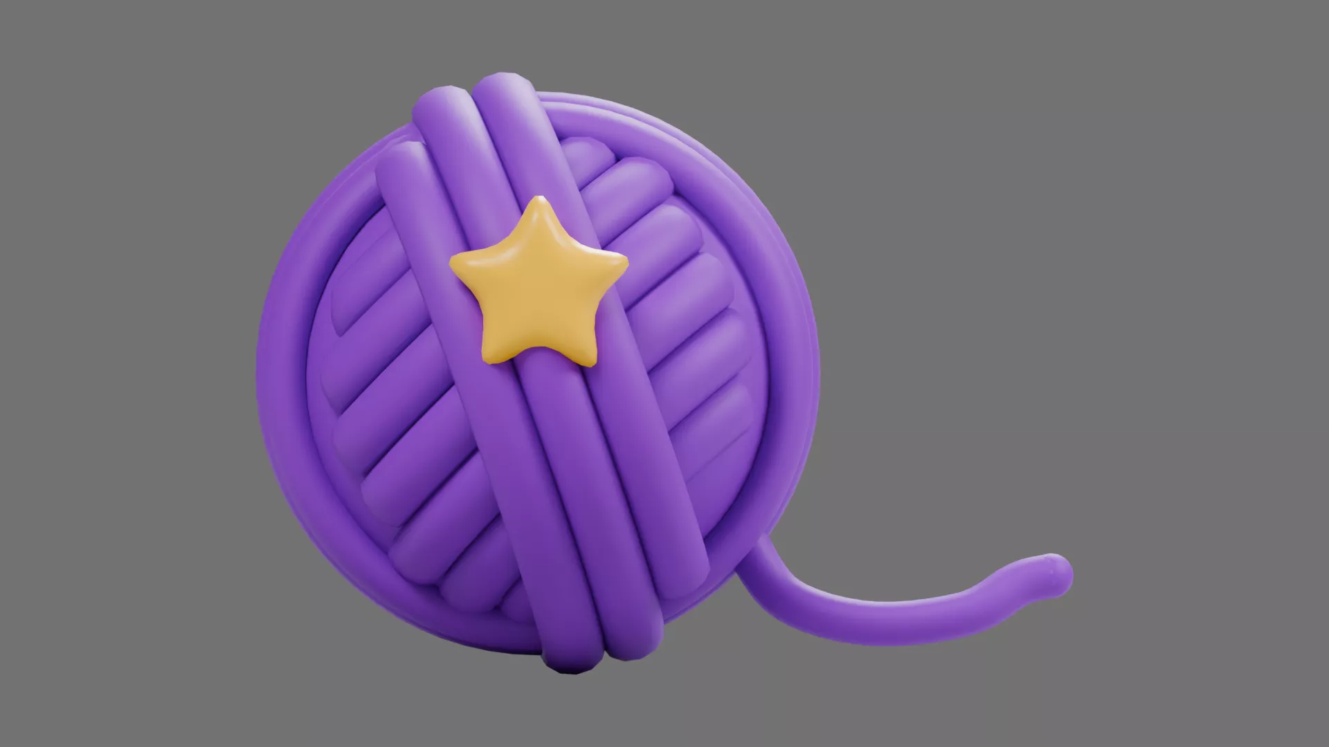 Violet Thread Bundle with Golden Star Low-poly 3D model