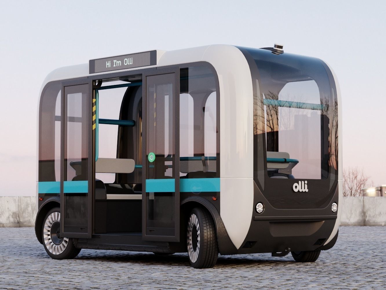 Driverless Bus Local Motors Olli - Rigged 3D model_10