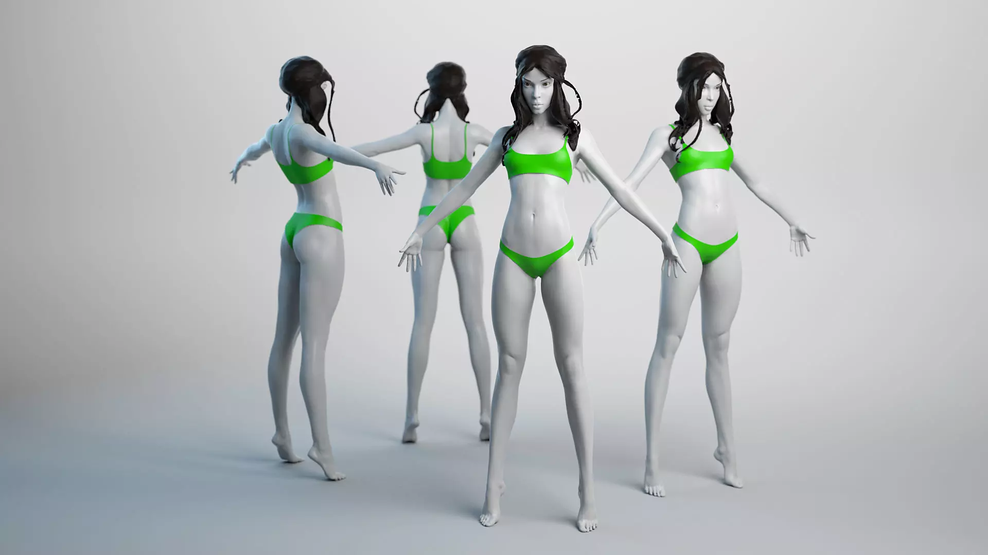 Female Basemesh 04 Low-poly 3D model_0