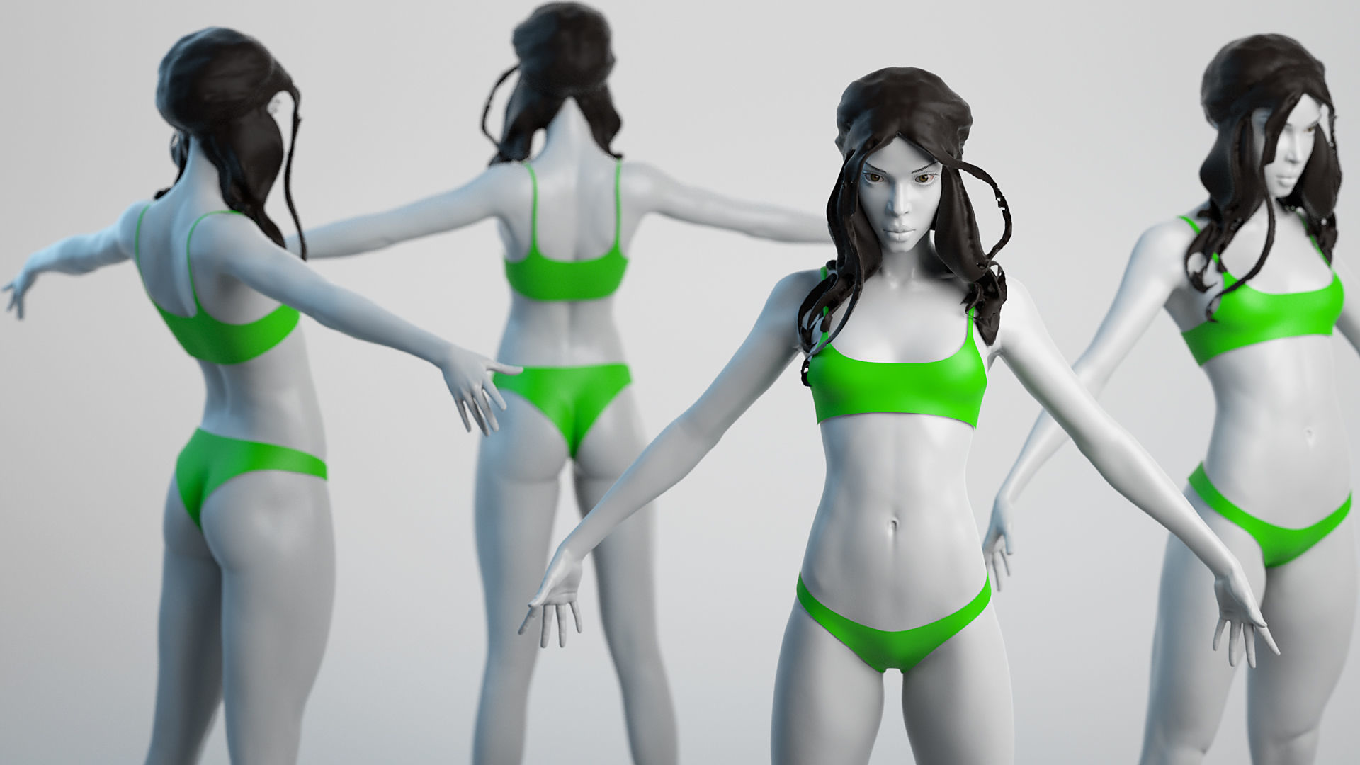 Female Basemesh 04 Low-poly 3D model_2