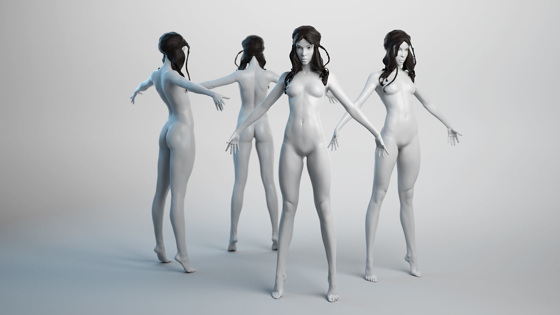 Female Basemesh 04 Low-poly 3D model_5