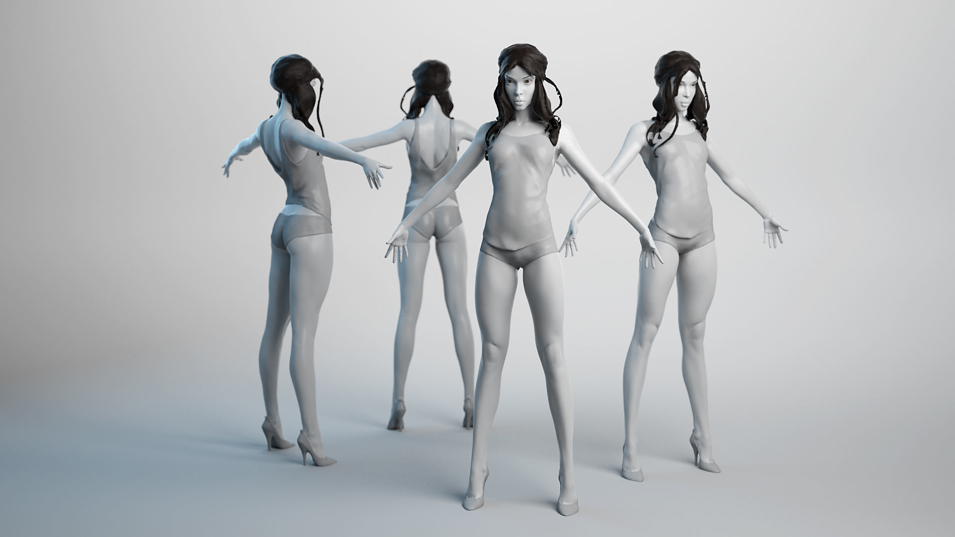 Female Basemesh 04 Low-poly 3D model_1