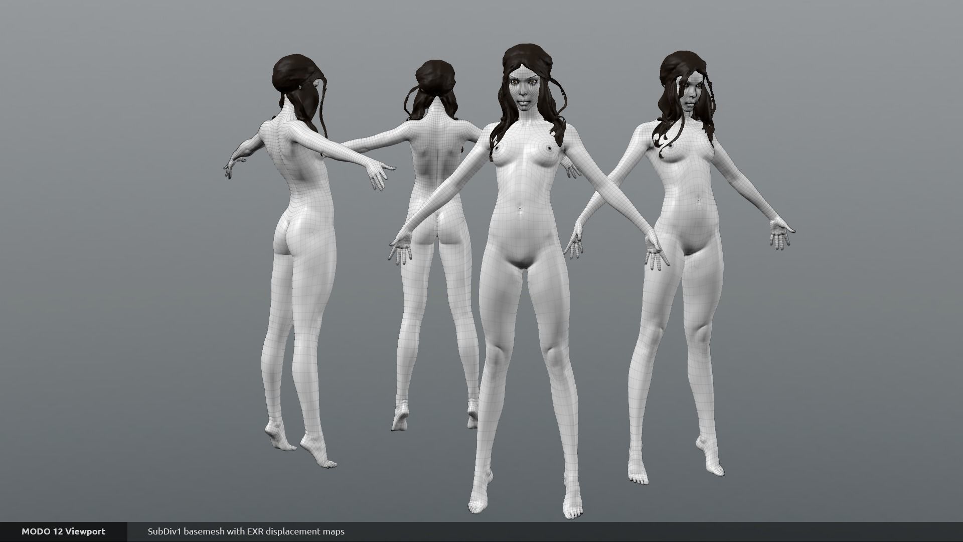 Female Basemesh 04 Low-poly 3D model_8