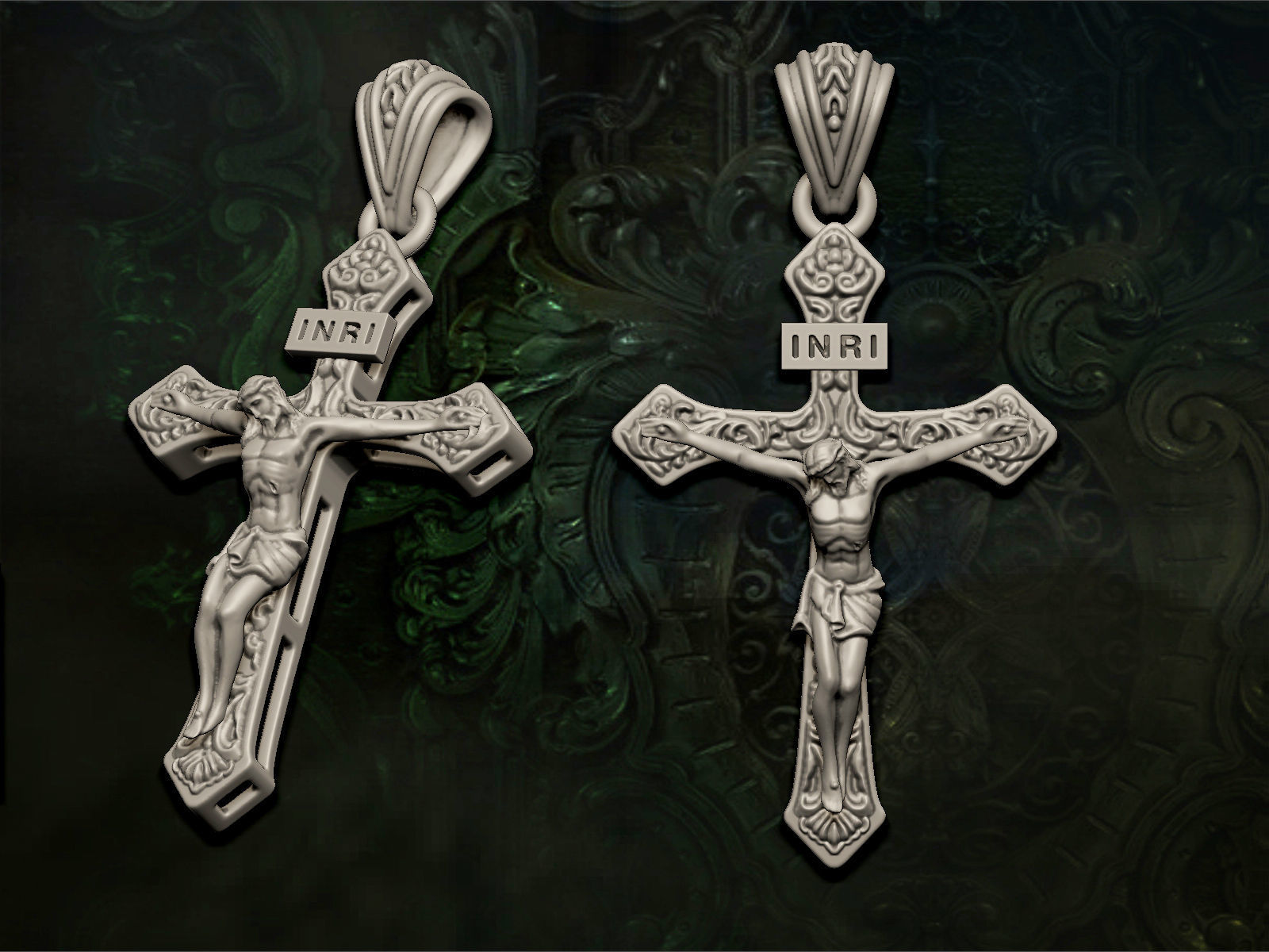 cross jesus on pendant 3D print model_6