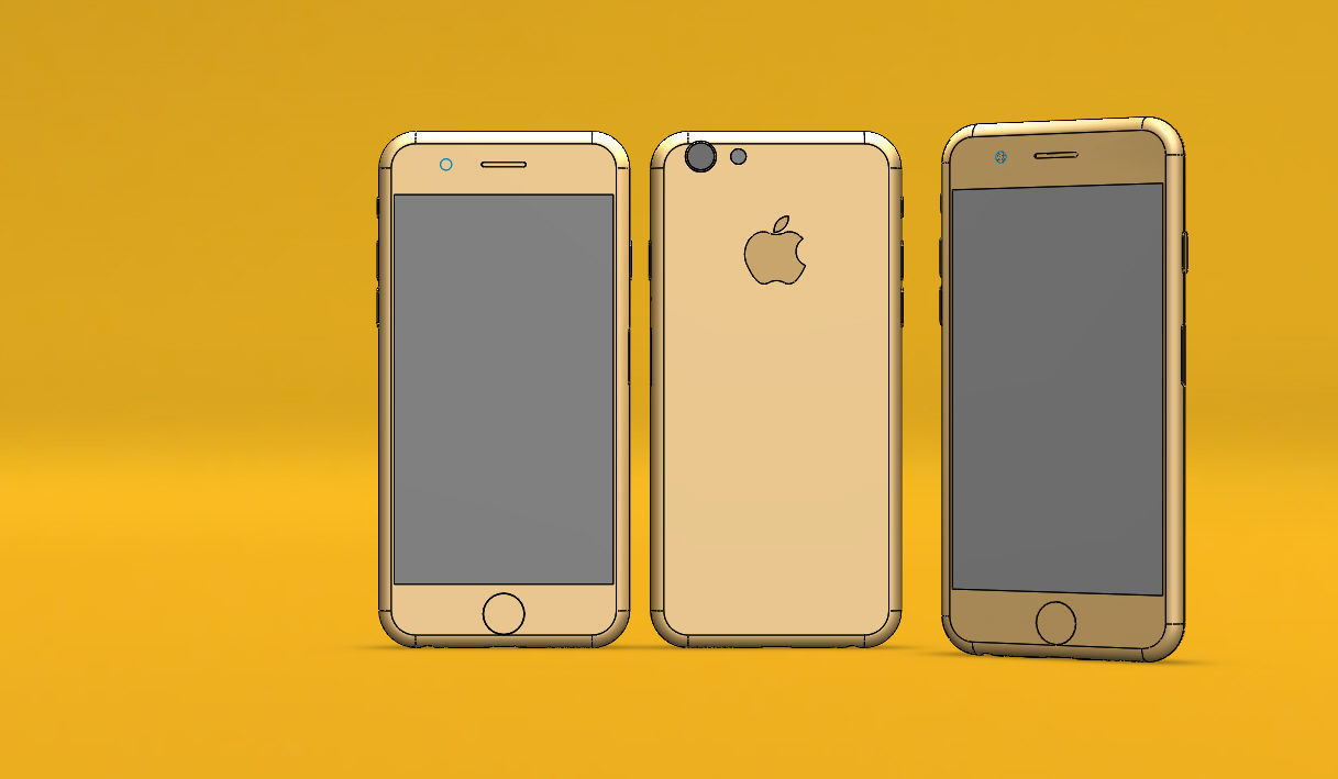 Iphone three gold iphones 3D model_1