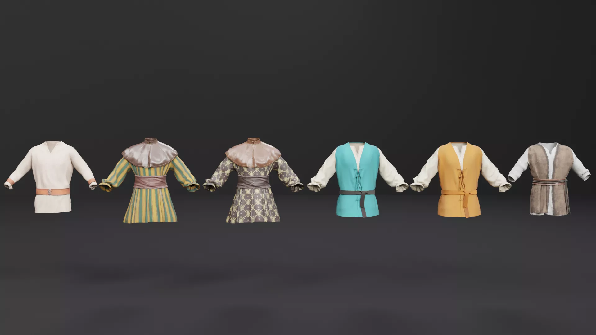 6 Medieval Villager Shirt Low-poly 3D model