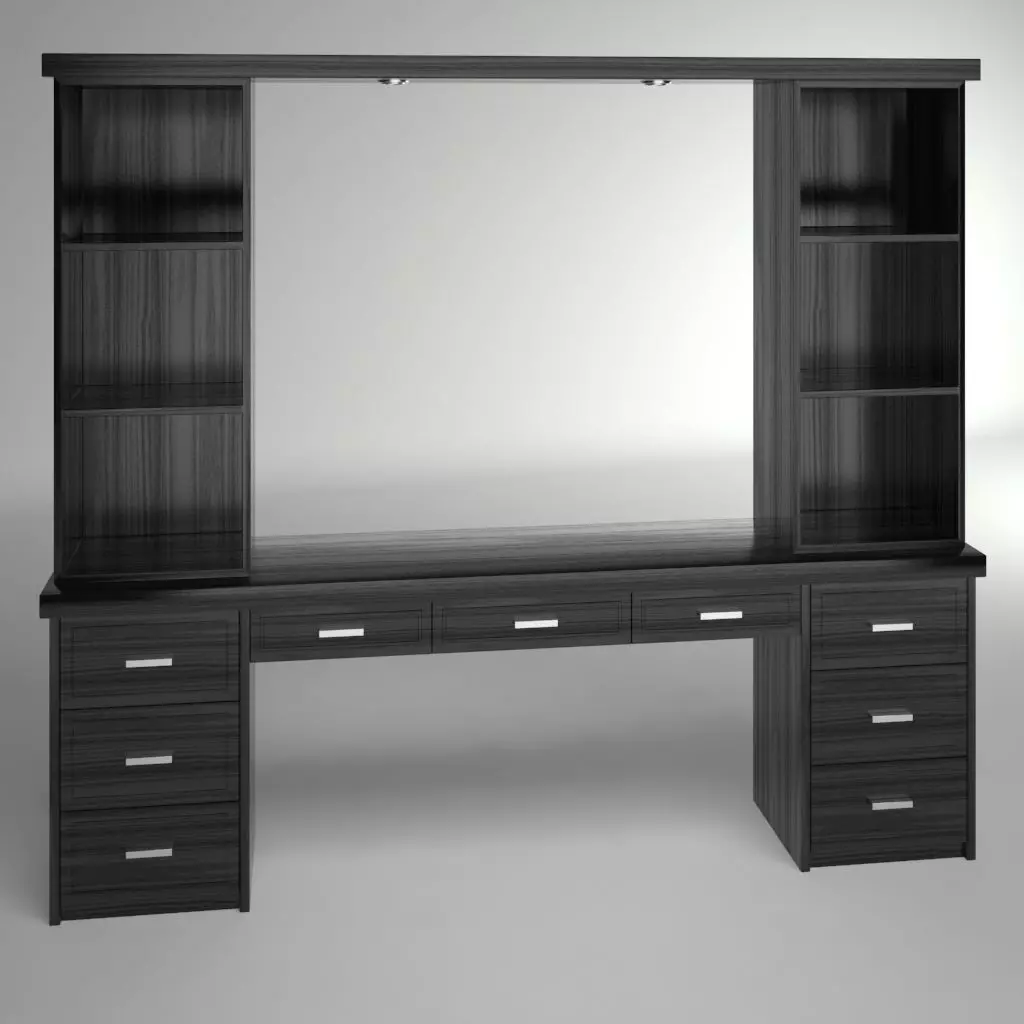 Cabinet desk with bookshelves and drawers Free low-poly 3D model