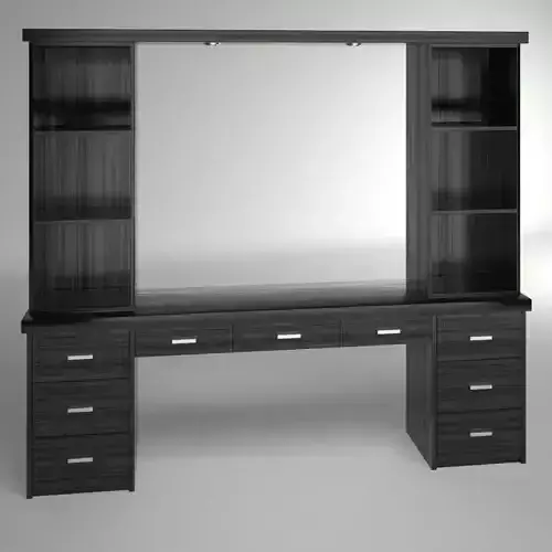 Cabinet desk with bookshelves and drawers Free low-poly 3D model