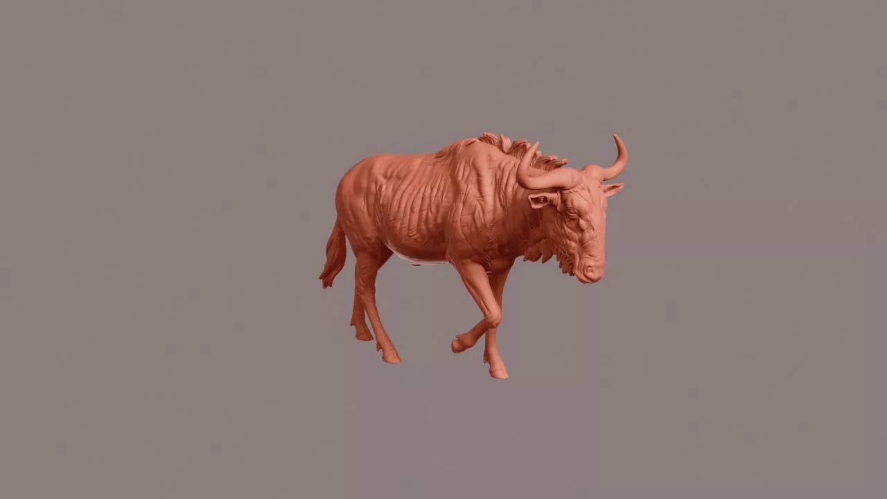 Walking Wildebeest 3D print model
