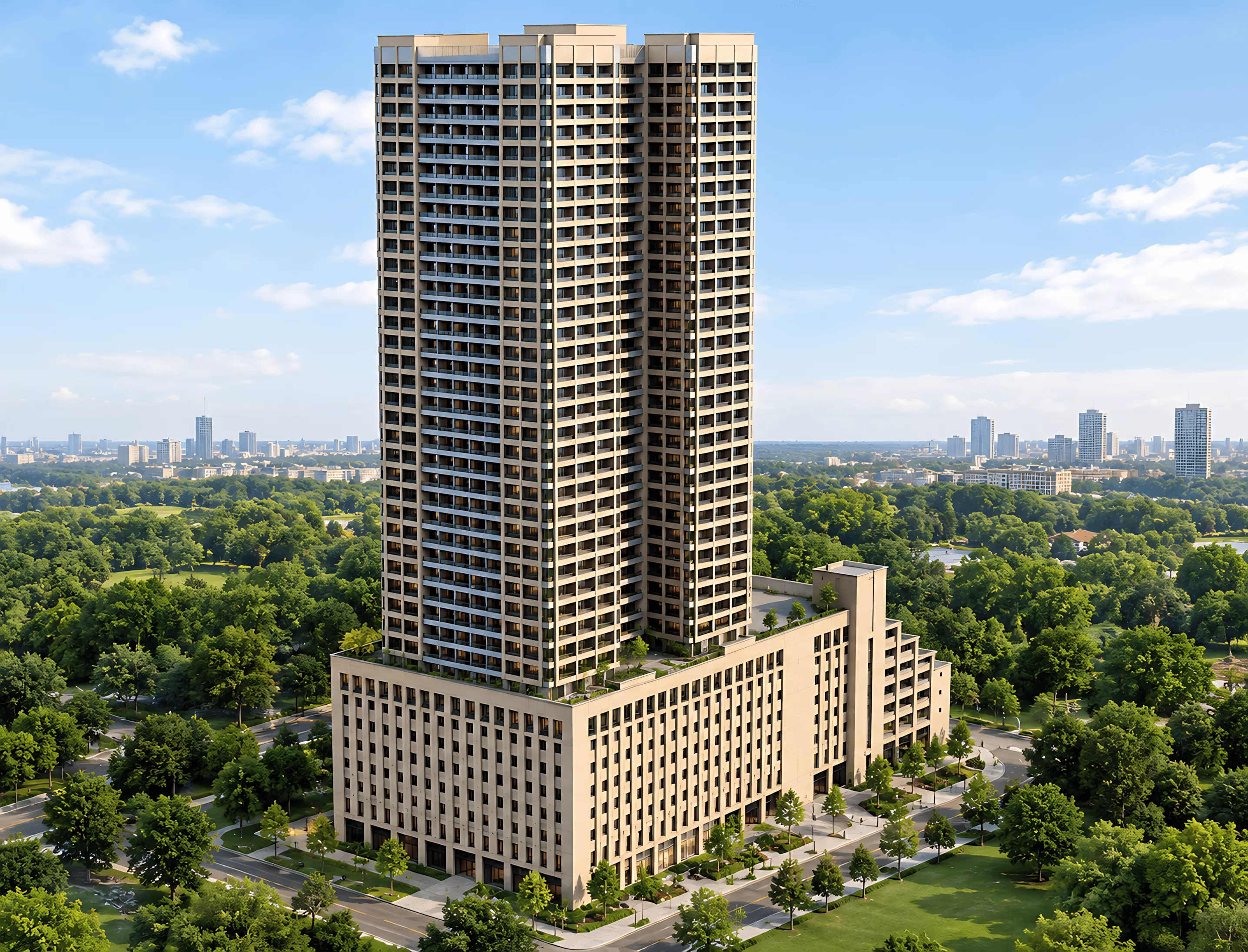 Modern High Rise Apartment Building Low-poly 3D model
