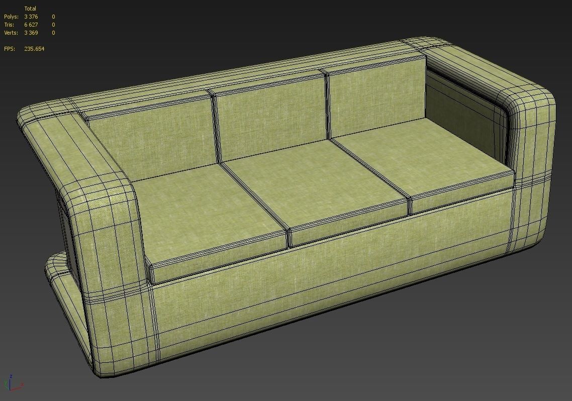 Armchair and Sofa - Soft Furniture Low-poly 3D model_11