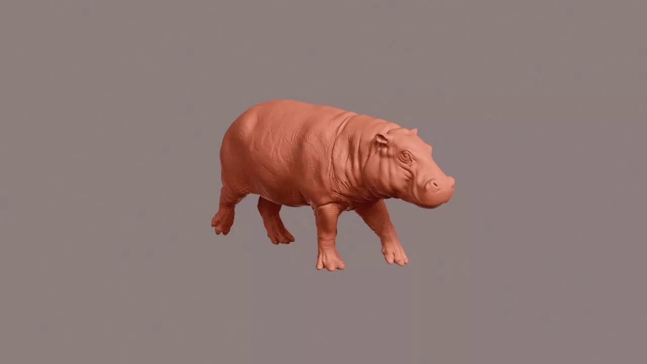 Walking Pygmy Hippopotamus 3D print model