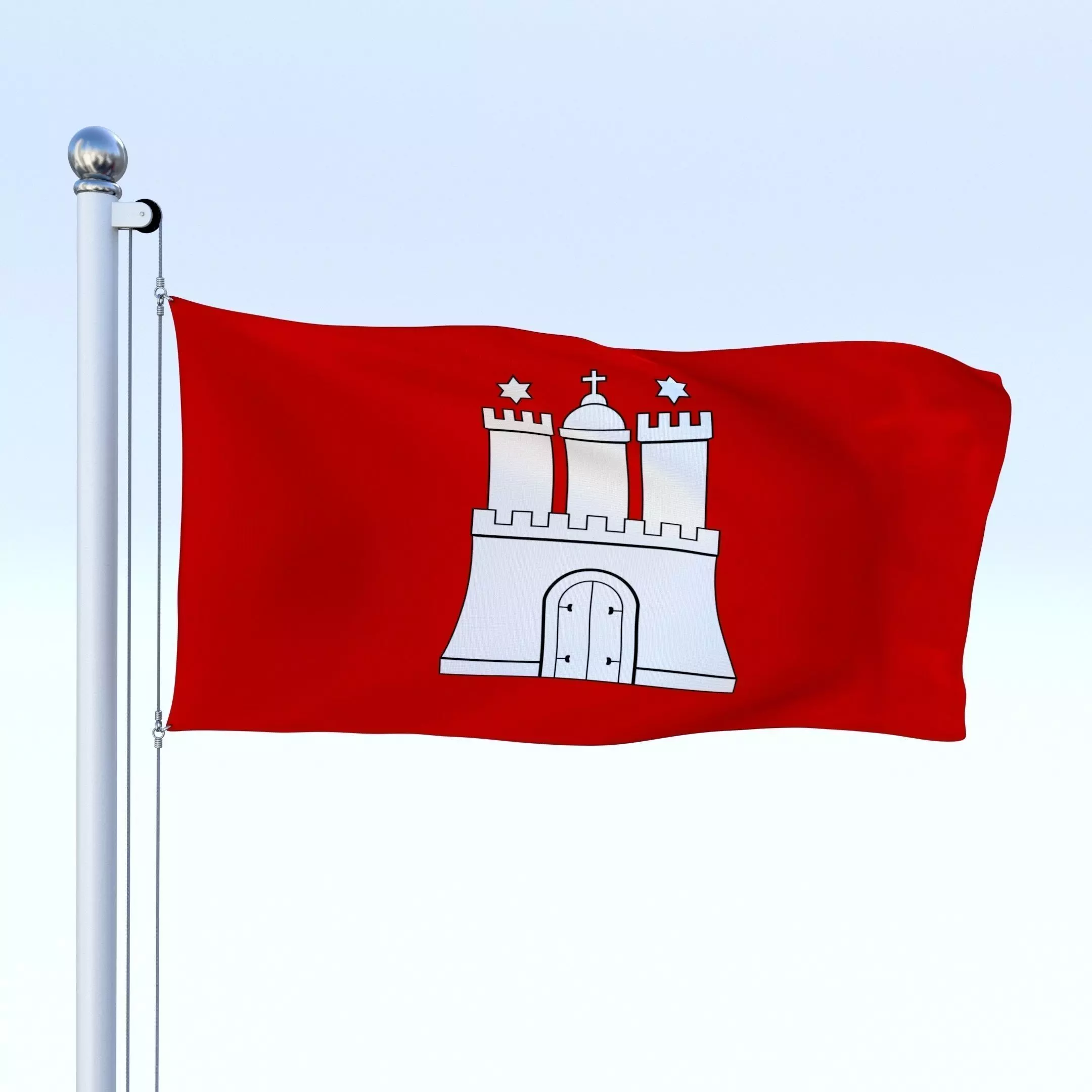 Animated Hamburg German State Flag Low-poly 3D model
