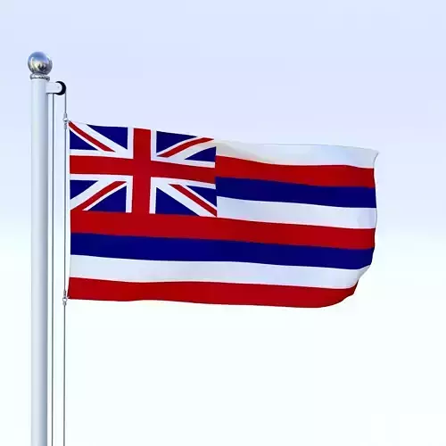 Animated Hawaii Flag Low-poly 3D model