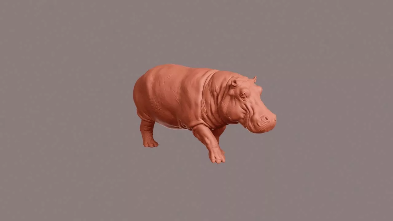 Walking Hippopotamus 3D print model