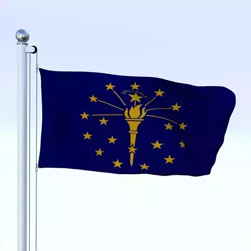 Animated Indiana Flag Low-poly 3D model