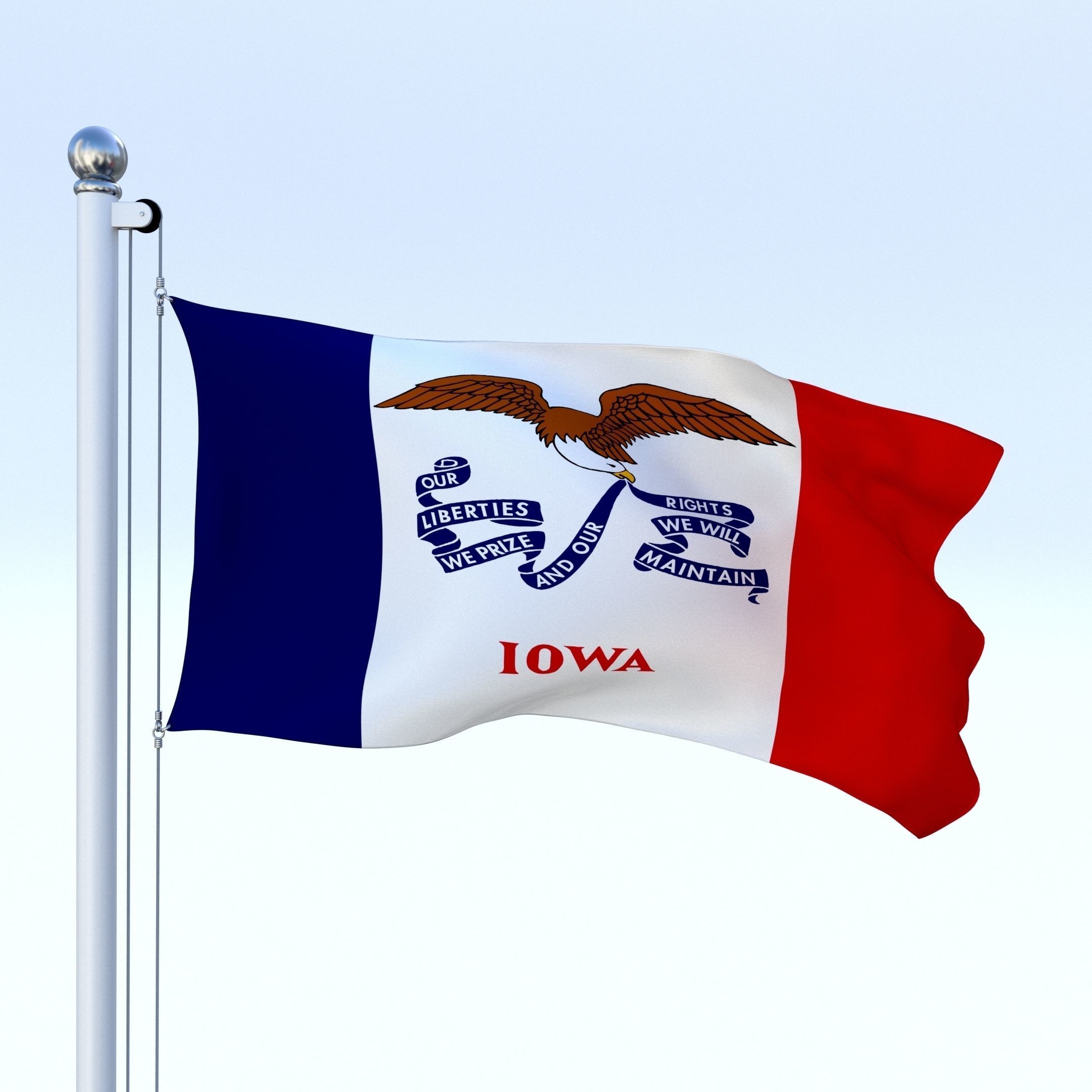 Animated Iowa Flag Low-poly 3D model_5