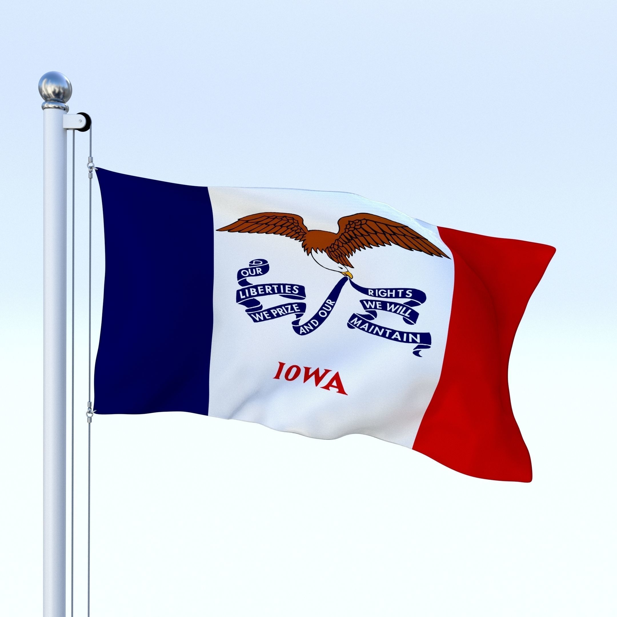 Animated Iowa Flag Low-poly 3D model_8