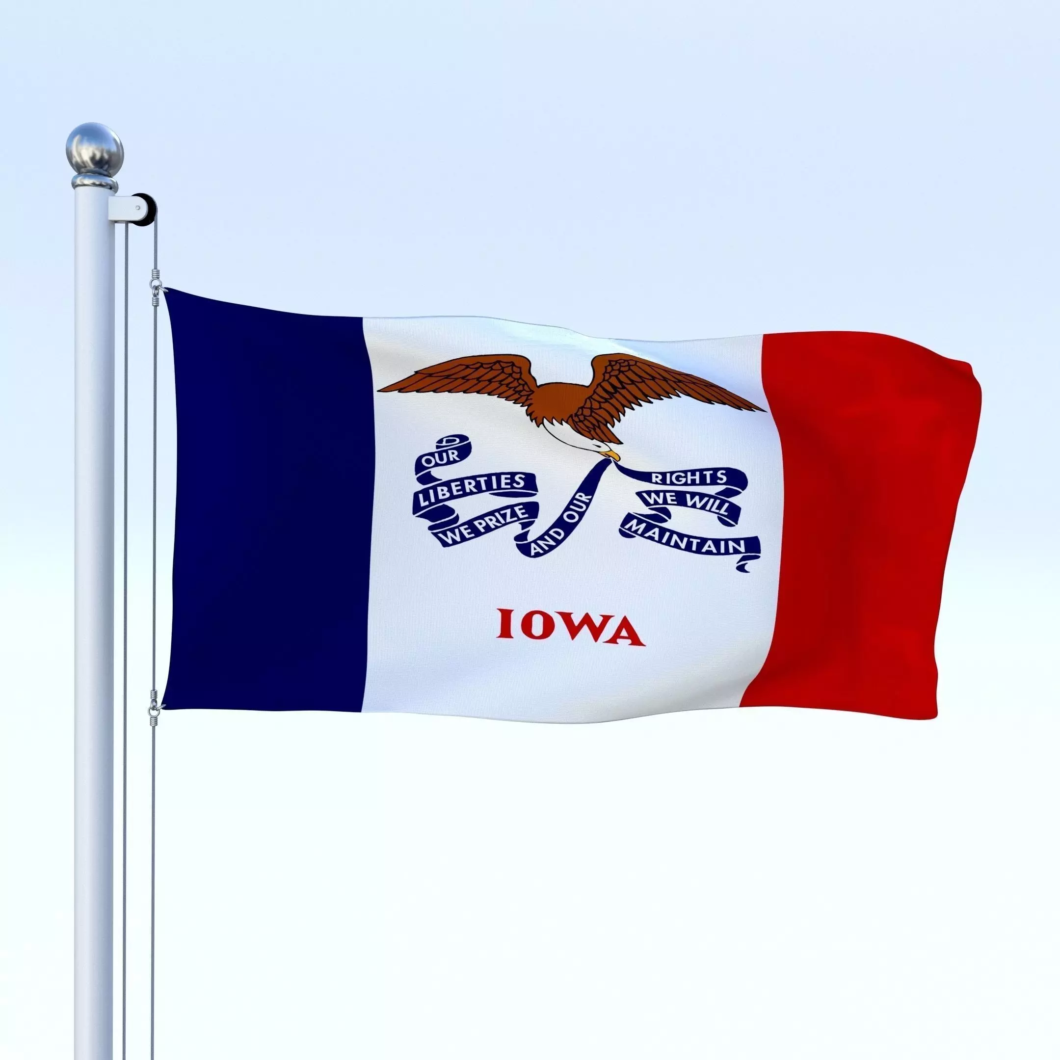 Animated Iowa Flag Low-poly 3D model_0