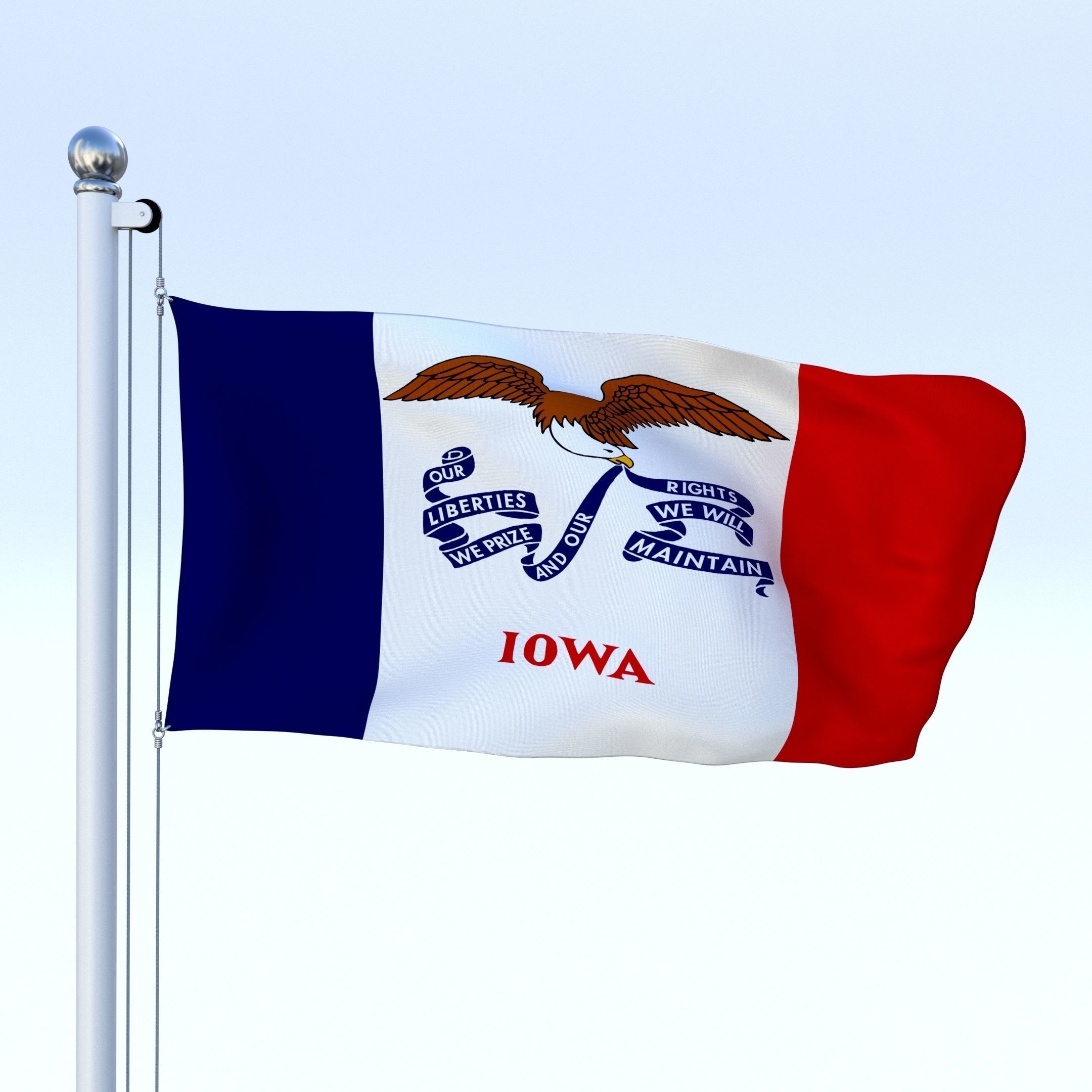 Animated Iowa Flag Low-poly 3D model_9