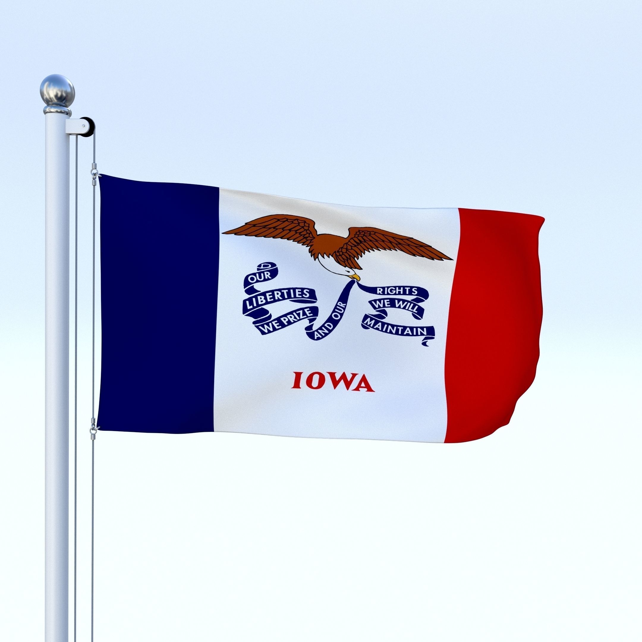 Animated Iowa Flag Low-poly 3D model_3