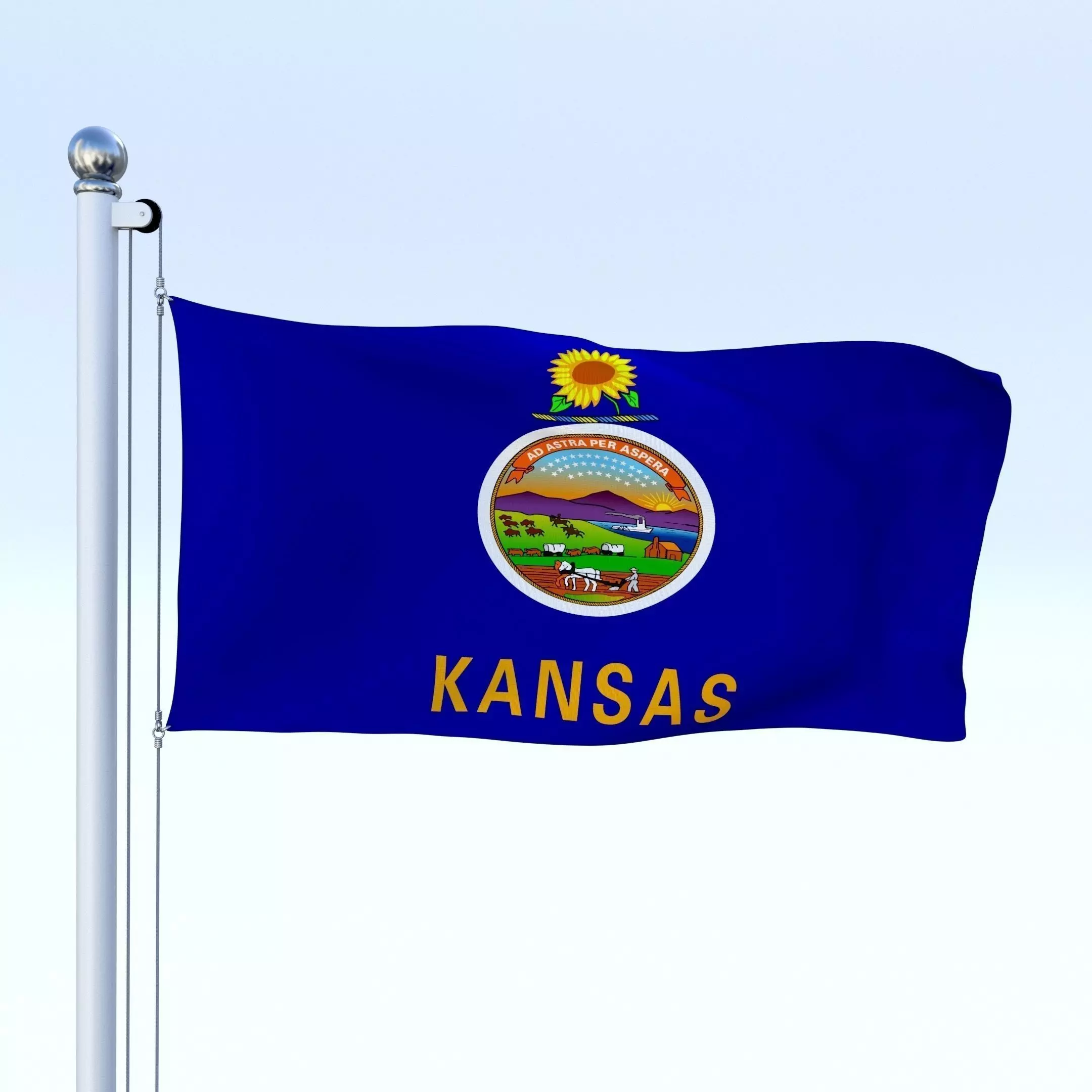 Animated Kansas Flag Low-poly 3D model_0