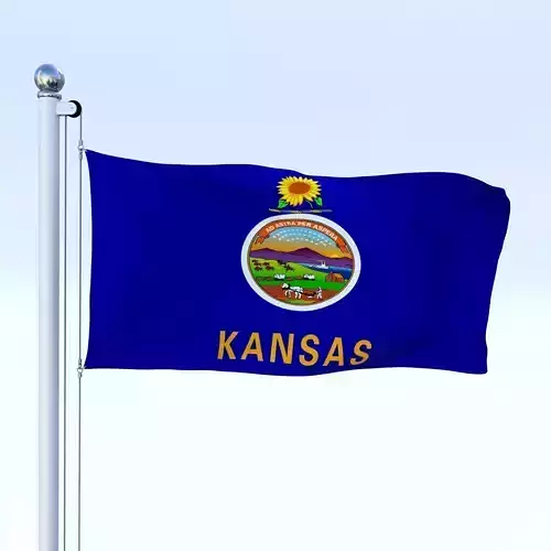 Animated Kansas Flag Low-poly 3D model
