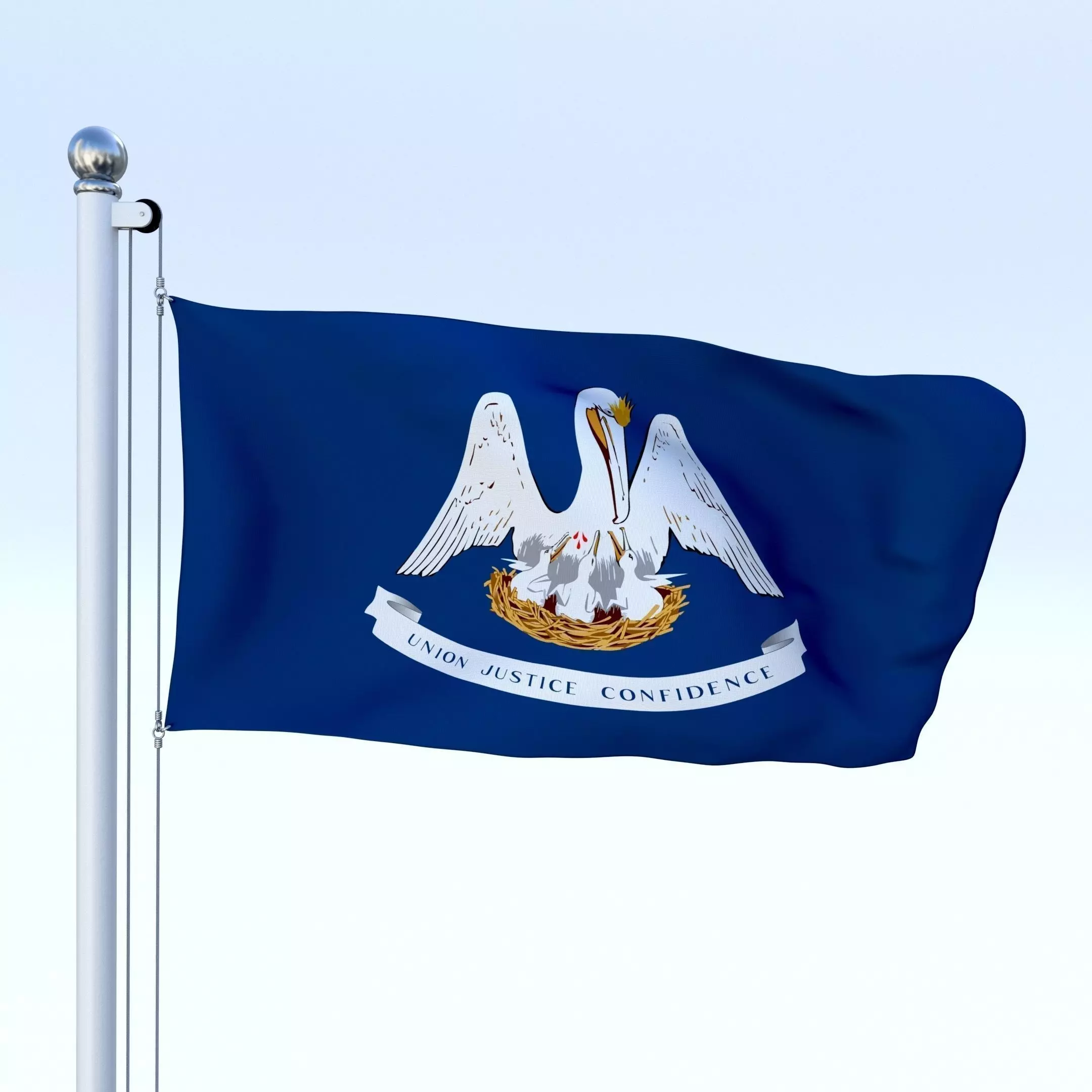Animated Louisiana Flag Low-poly 3D model_0