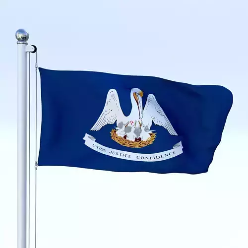 Animated Louisiana Flag Low-poly 3D model Animated Louisiana Flag Low-poly 3D model