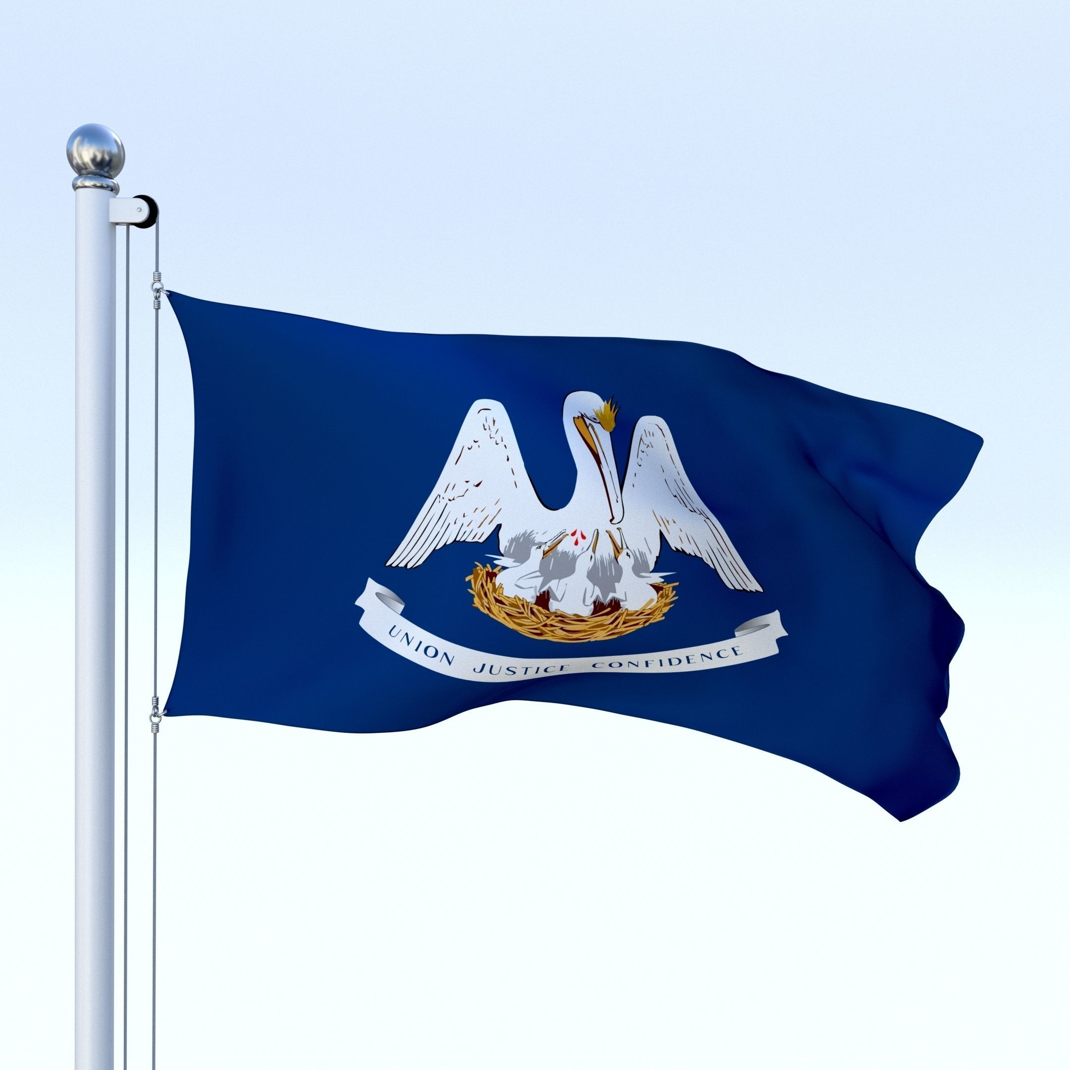 Animated Louisiana Flag Low-poly 3D model_5