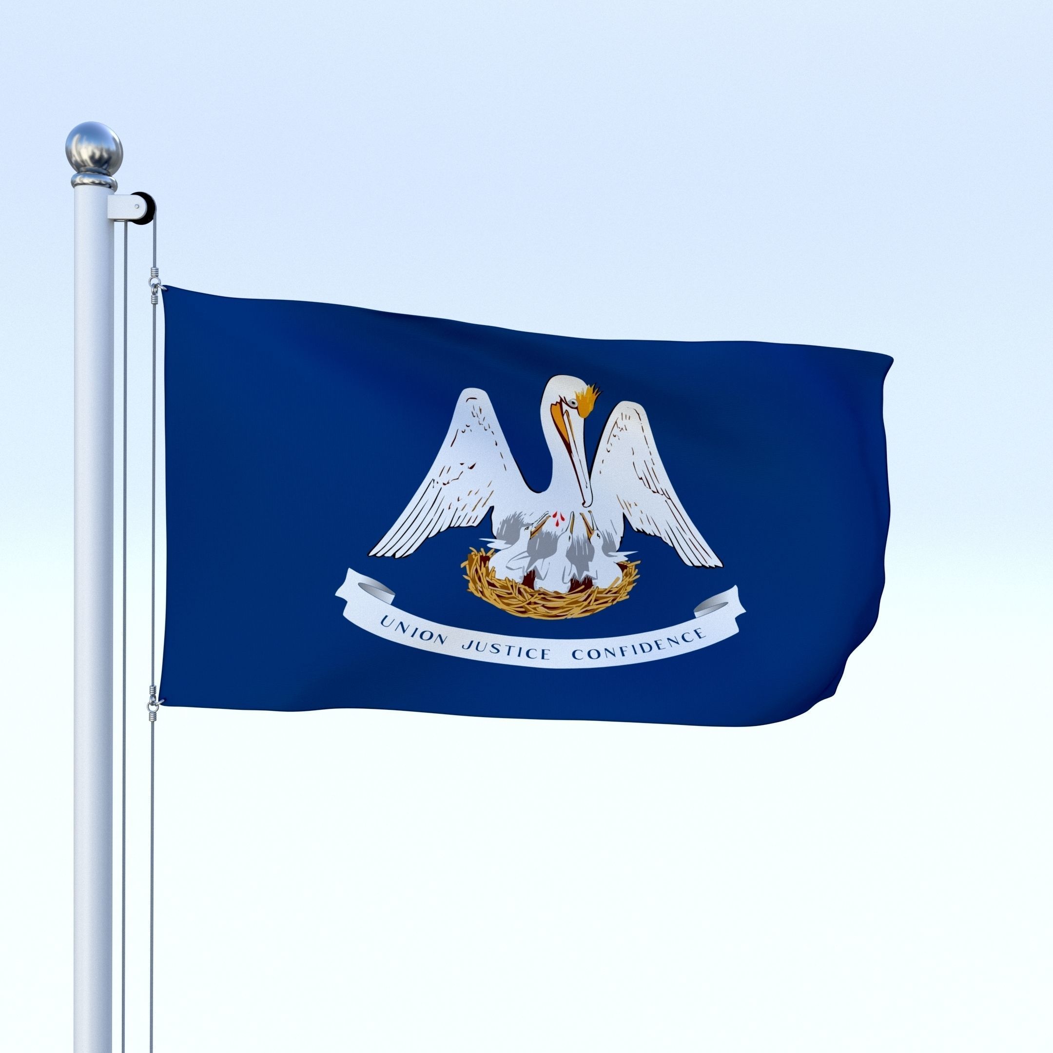 Animated Louisiana Flag Low-poly 3D model_4