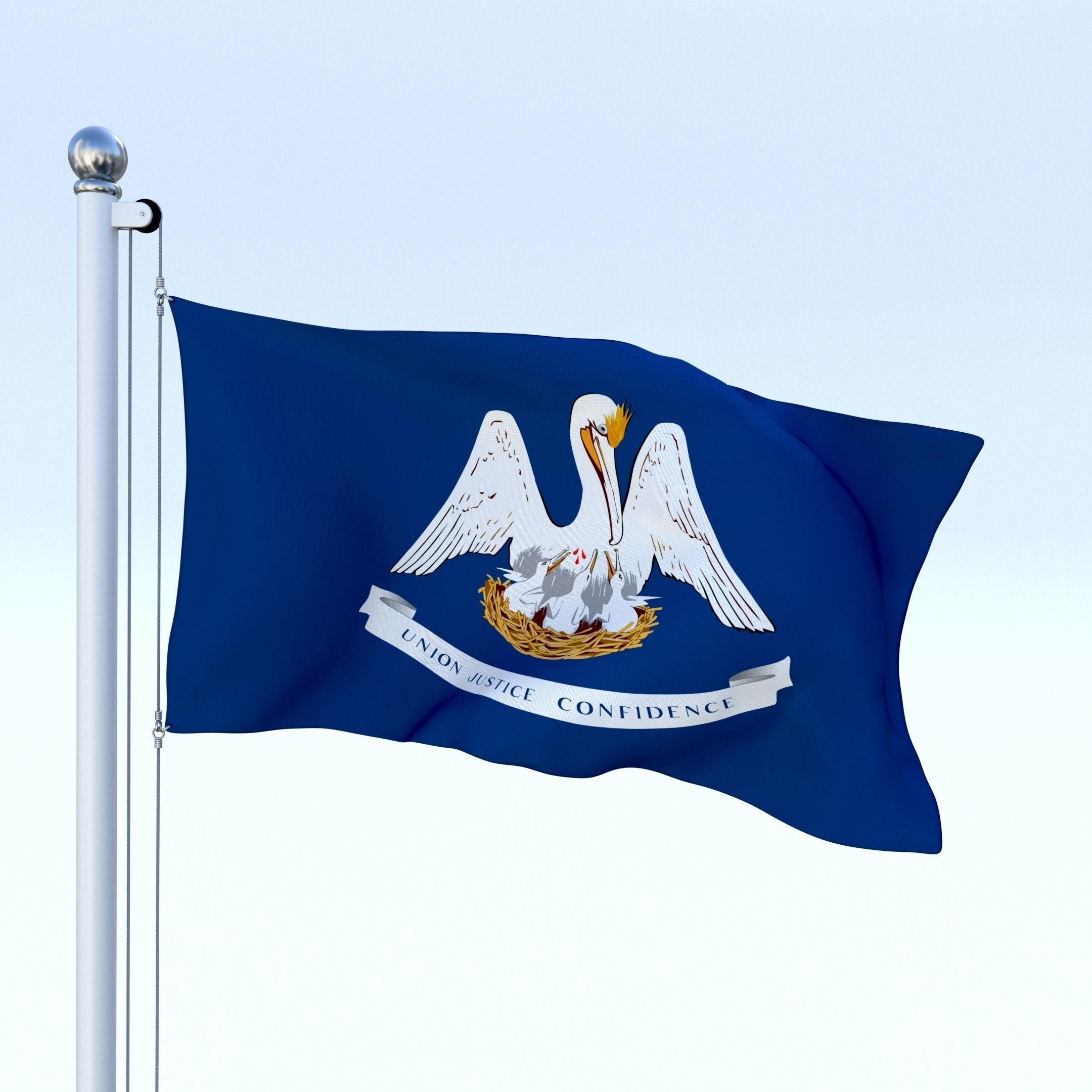 Animated Louisiana Flag Low-poly 3D model_3