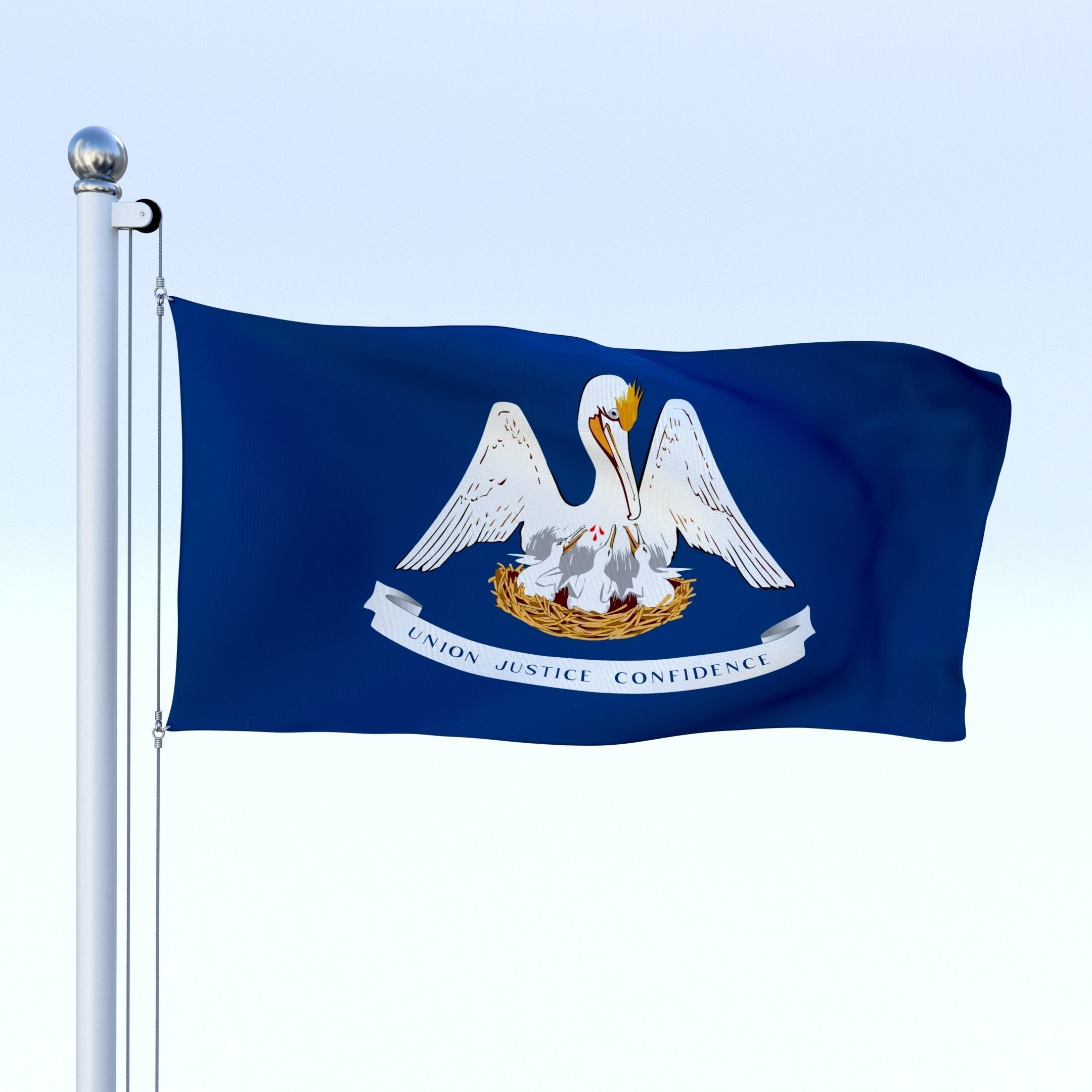 Animated Louisiana Flag Low-poly 3D model_2