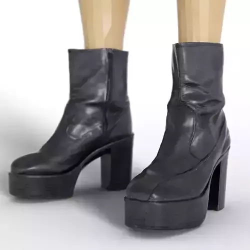 Boot Black Leather Women Clothing Footwear Rock