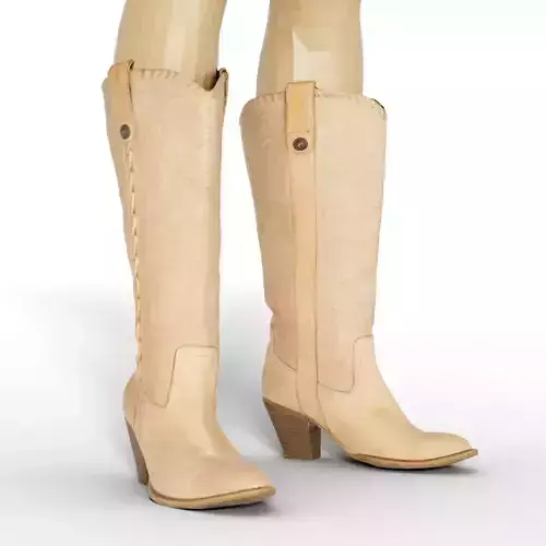 Boot Decorated Light Pink Women Footwear Low-poly 3D model