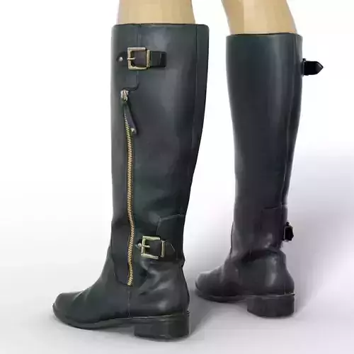 Boot Tall Black Leather Women Clothing Footwear Low-poly 3D model