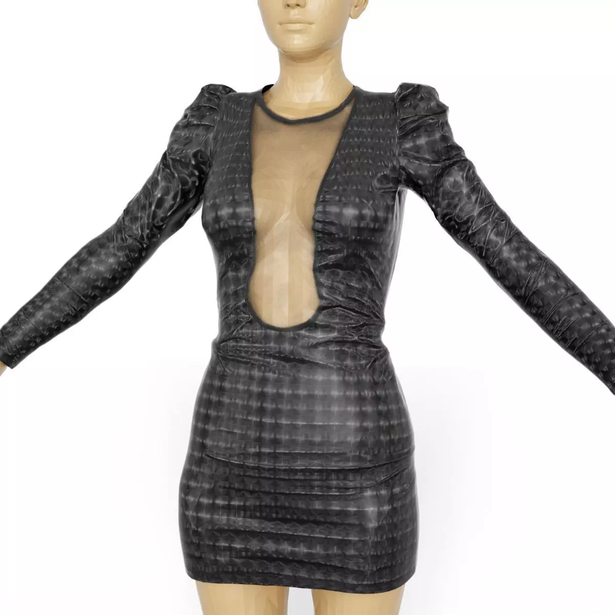 Dress Holographic Dots Black Shiny Clothing Women Low-poly 3D model