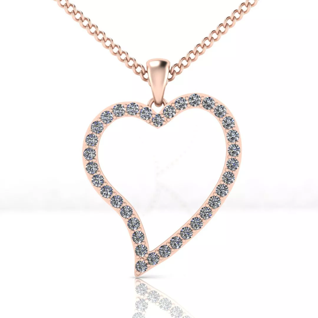 Elegant Open Heart Diamond Outline Pendant 3D print model