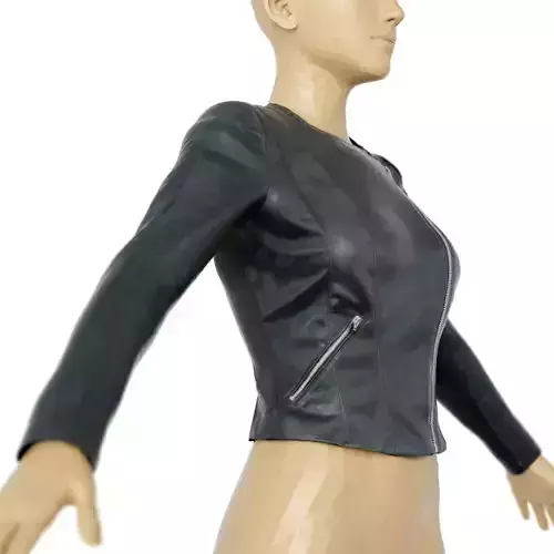 Jacket Black Leather Slim Fit Clothing Women