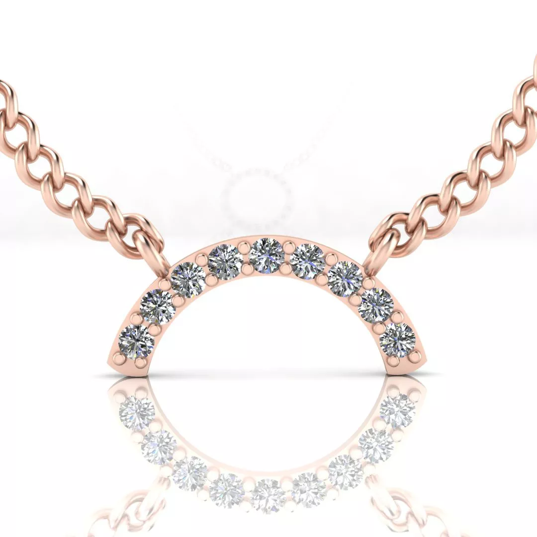 Horseshoe Diamond Pendant in Rose Gold 3D print model