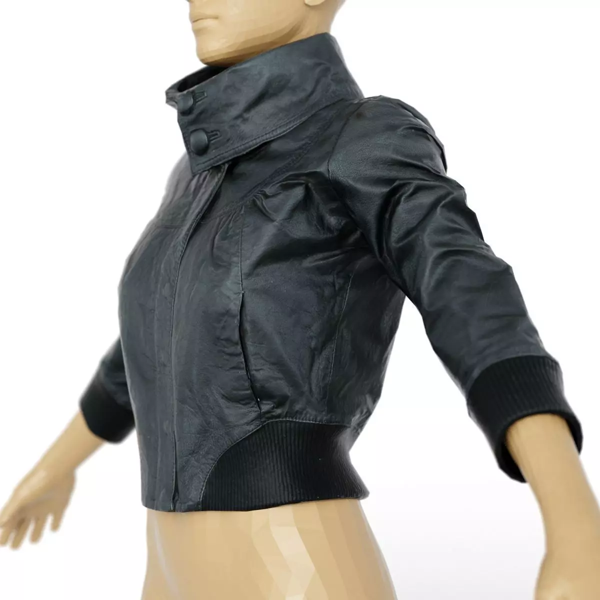Jacket Black Shiny Collar Closed Clothing Women Fashion Low-poly 3D model_0