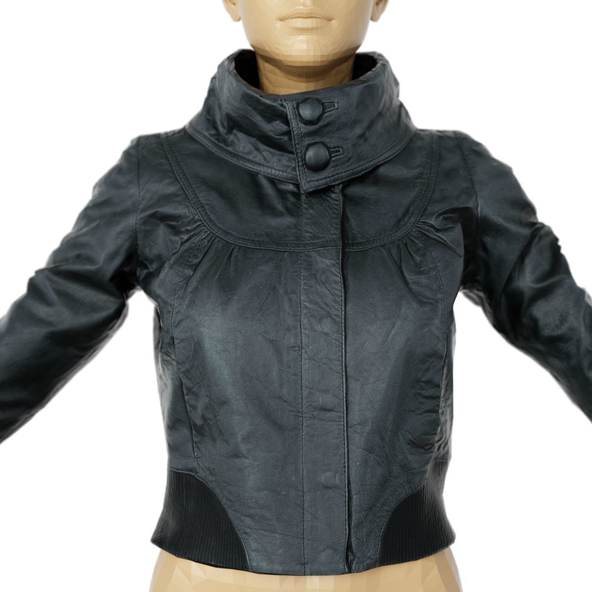 Jacket Black Shiny Collar Closed Clothing Women Fashion Low-poly 3D model_4