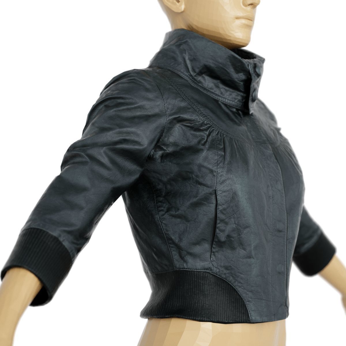 Jacket Black Shiny Collar Closed Clothing Women Fashion Low-poly 3D model_5