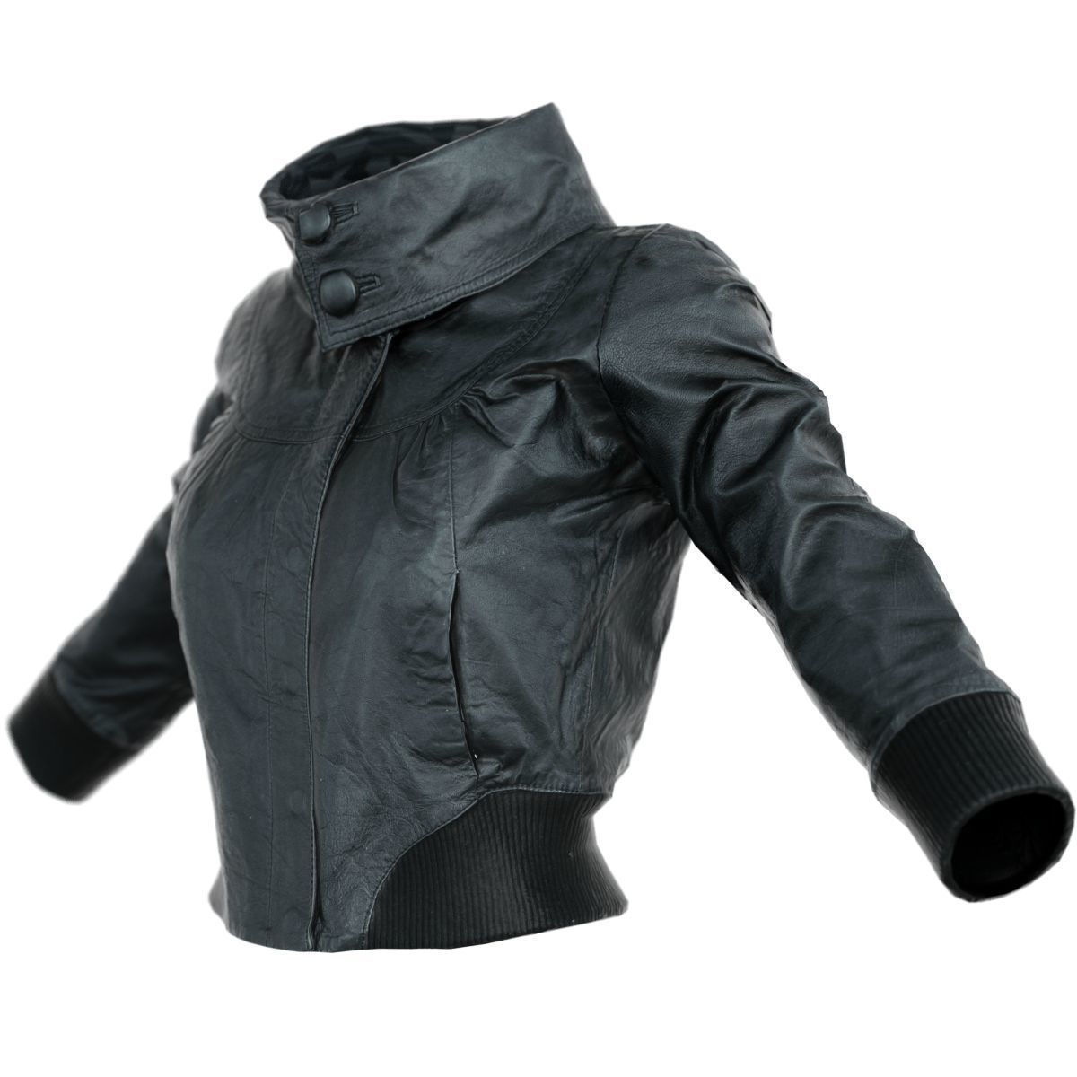 Jacket Black Shiny Collar Closed Clothing Women Fashion Low-poly 3D model_6