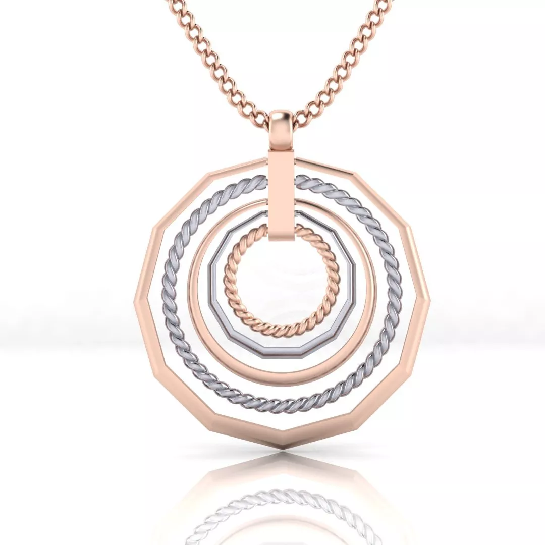 Multi Layer Octagon Rope Pendant in Rose Gold 3D print model