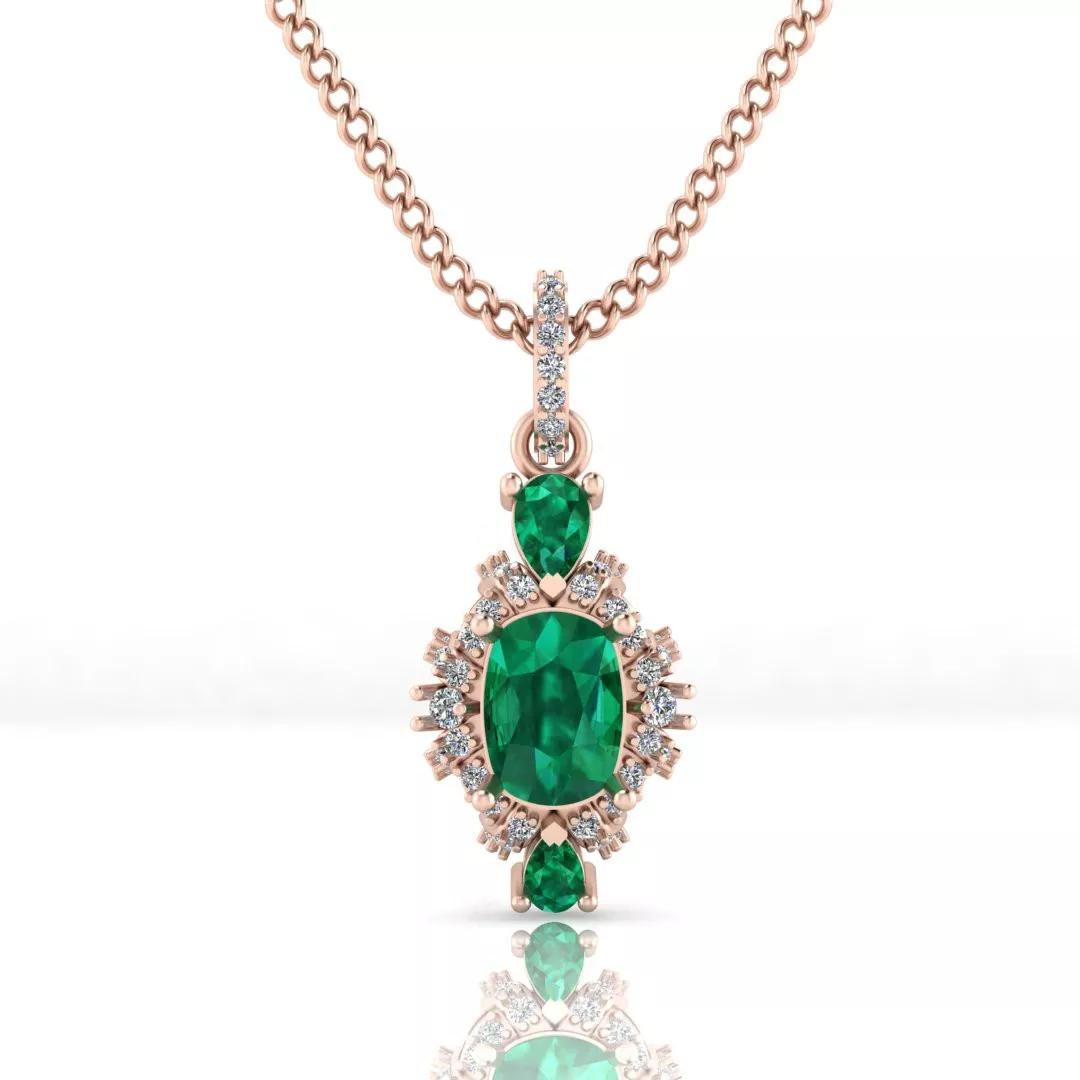 Multi Stone Emerald Cluster Pendant 3D print model